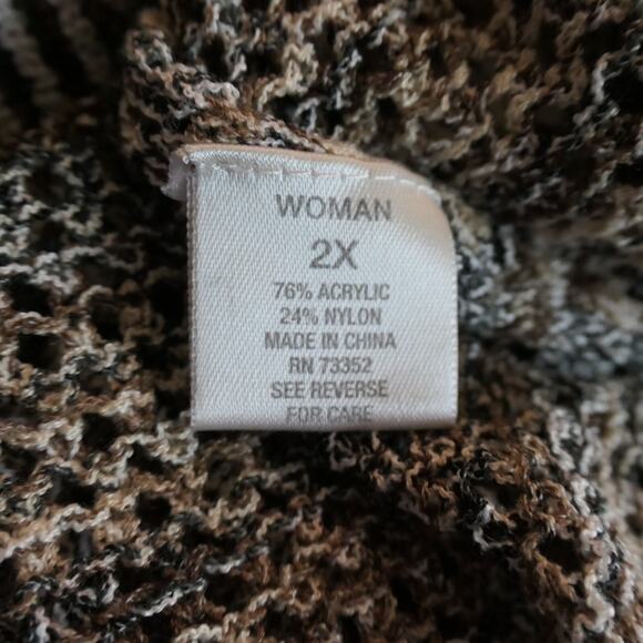 Dressbarn Sweater Womens Size 2X Brown Asymmetrical Hem Light Sheer Beachy - Picture 9 of 10